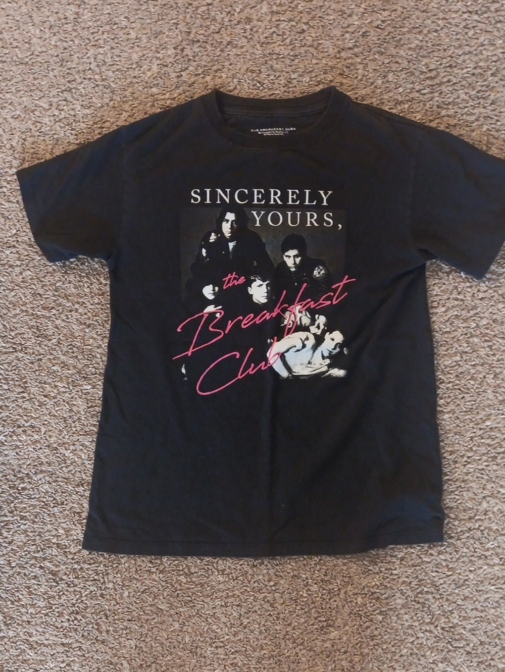 Hybrid Apparel Black Short-Sleeve 'Sincerely Yours' Graphic Tee with Pink Script